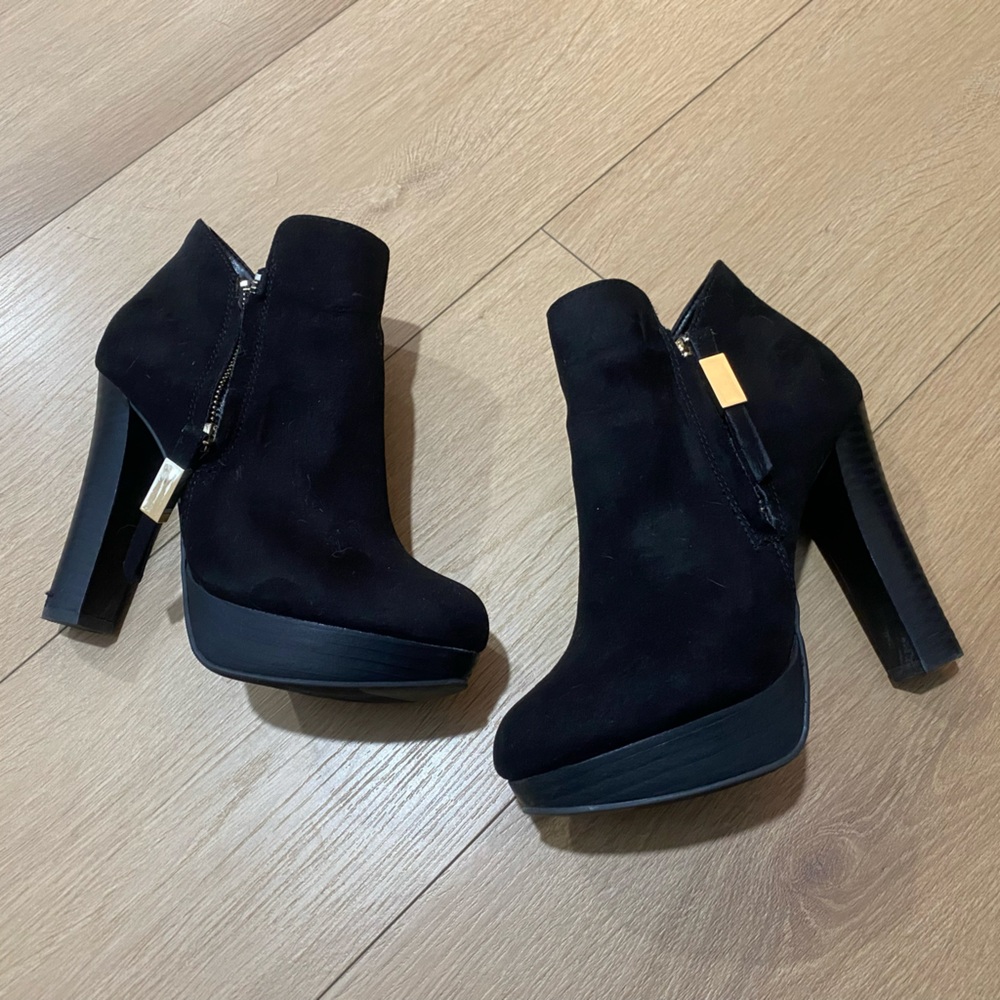Aldo Black Suede Ankle Booties